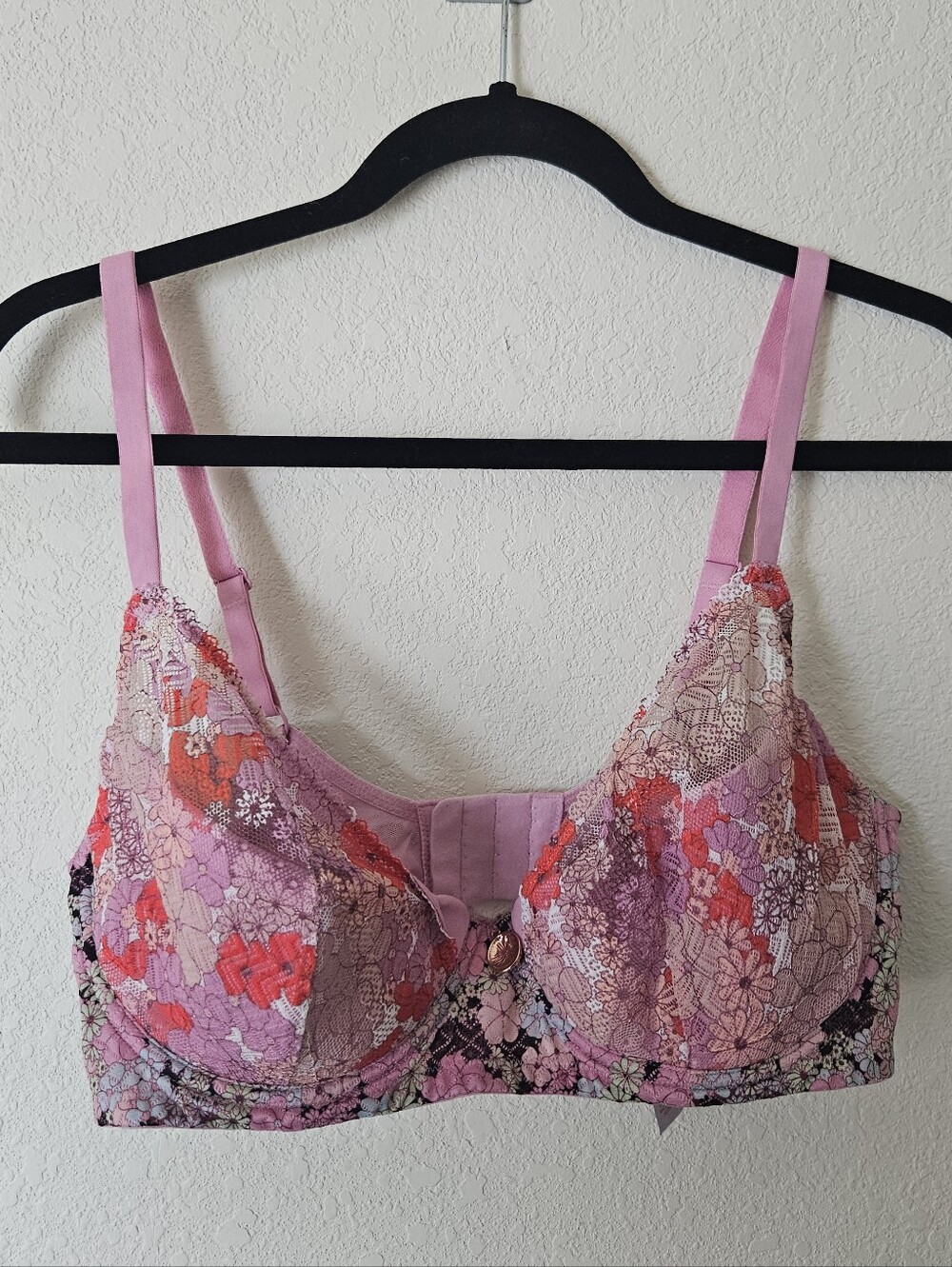 Savage Fenty Pink Floral Lace Underwire Bra - 36DD
